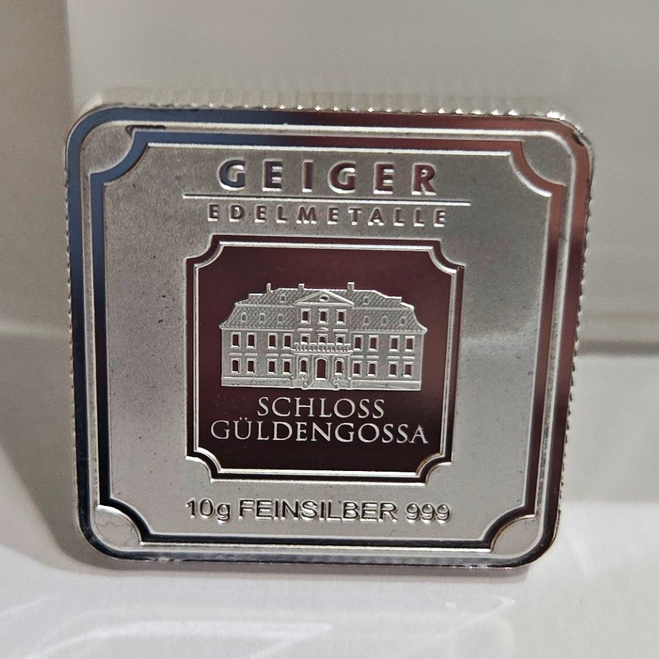 Geiger Edelmetalle Schloss Güldengossa 10g Silver Bar .999 Fine Silver