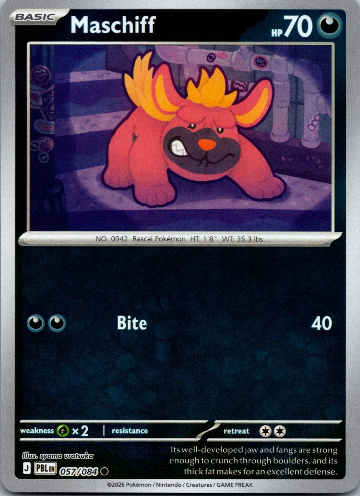 Maschiff Pitch Black Pokemon Common Reverse Holo Near Mint 057/084 Maschiff Pitch Black Pokemon Common Reverse Holo Near Mint 057/084