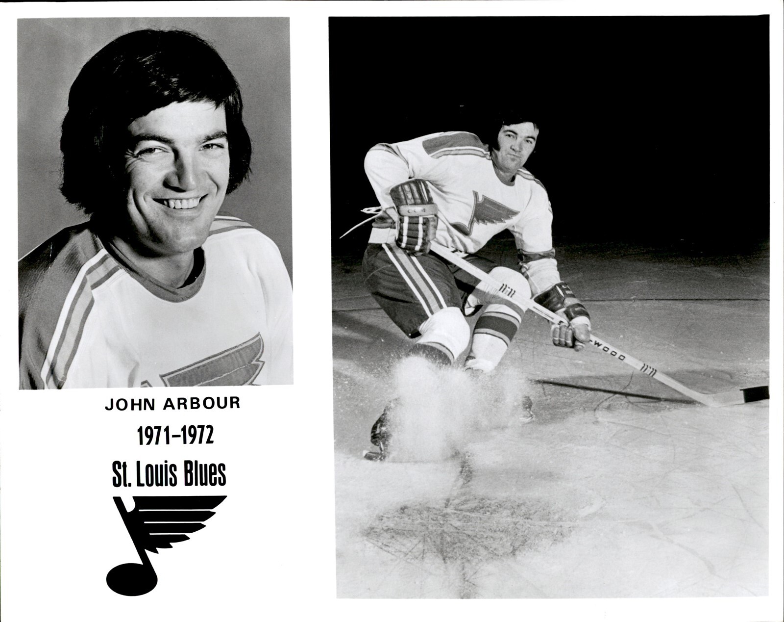 PF16 Original Photo JOHN ARBOUR 1971-72 ST LOUIS BLUES DEFENSE NHL ICE HOCKEY