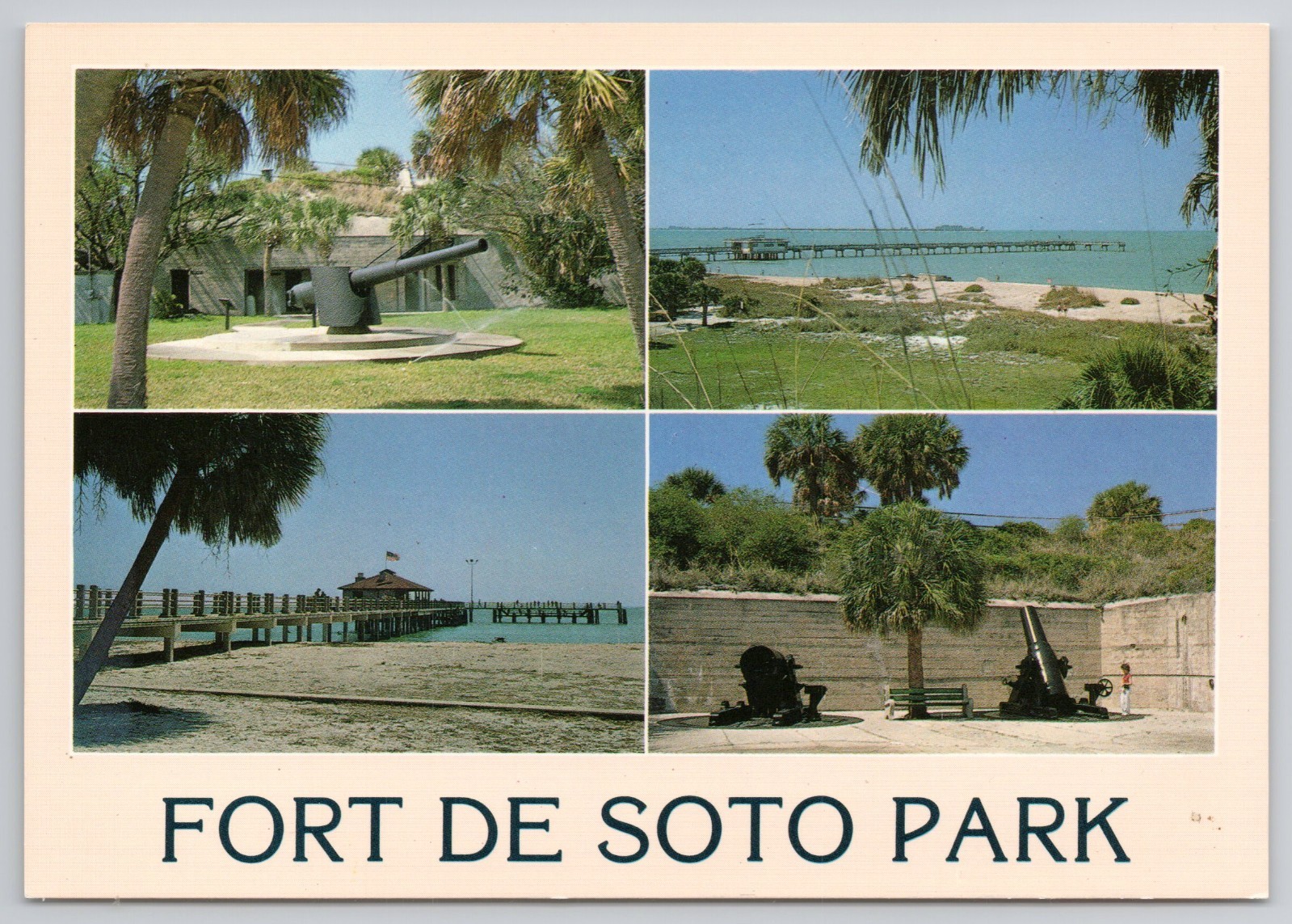 Fort De Soto Park Florida Cannons Beach Pier Multi View Postcard