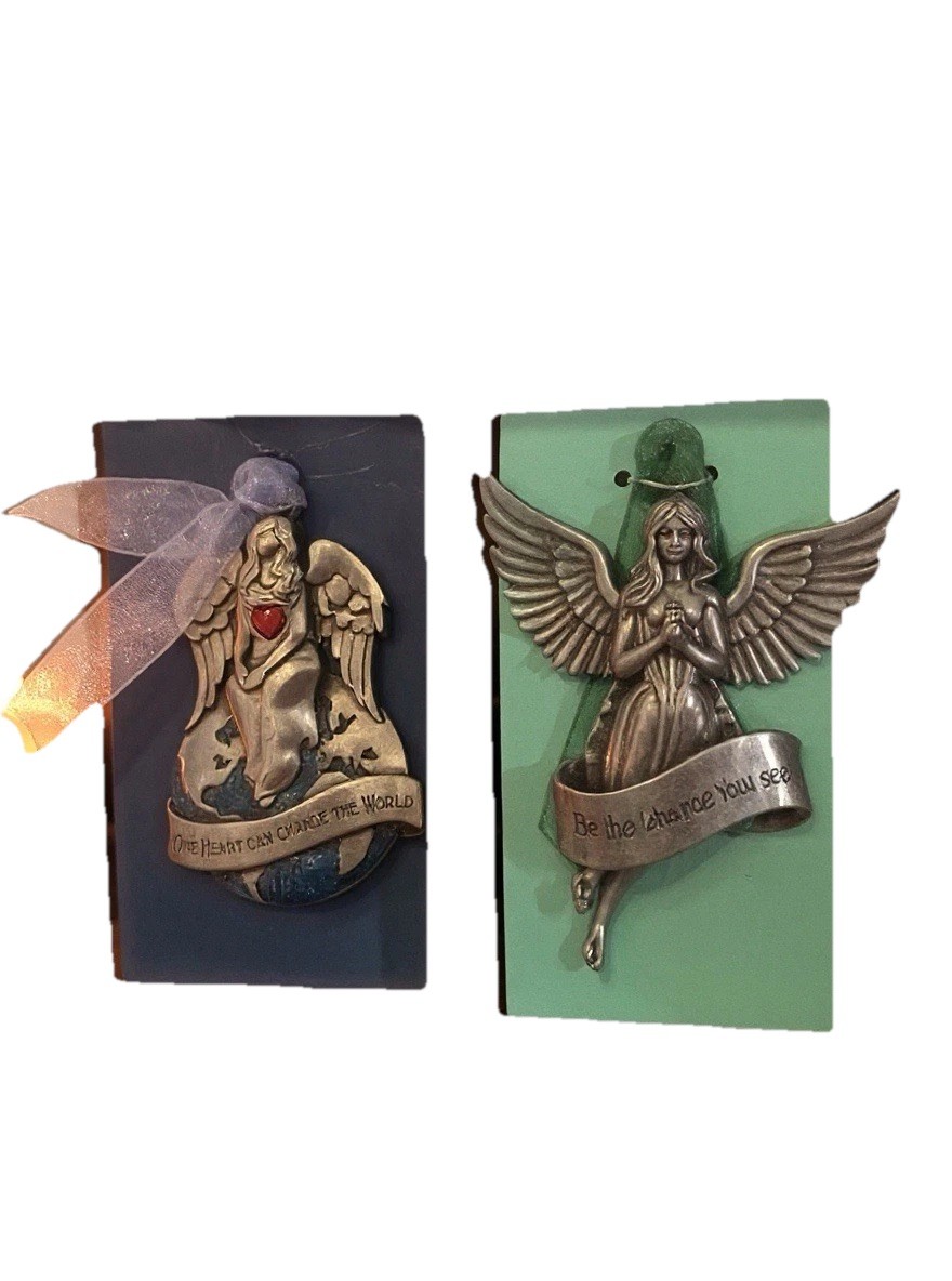 Set Of 2 Gloria Duchin Signed Angel Ornaments Pewter New Set Of 2 Gloria Duchin Signed Angel Ornaments Pewter New