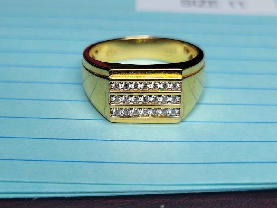 18K Gold Vermeil Sterling Silver 925 Men's Ring Size 11