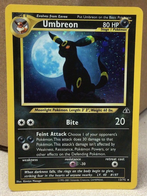 Pokemon Card Umbreon 13/75 Neo Discovery Holo Swirl Vintage 2CG