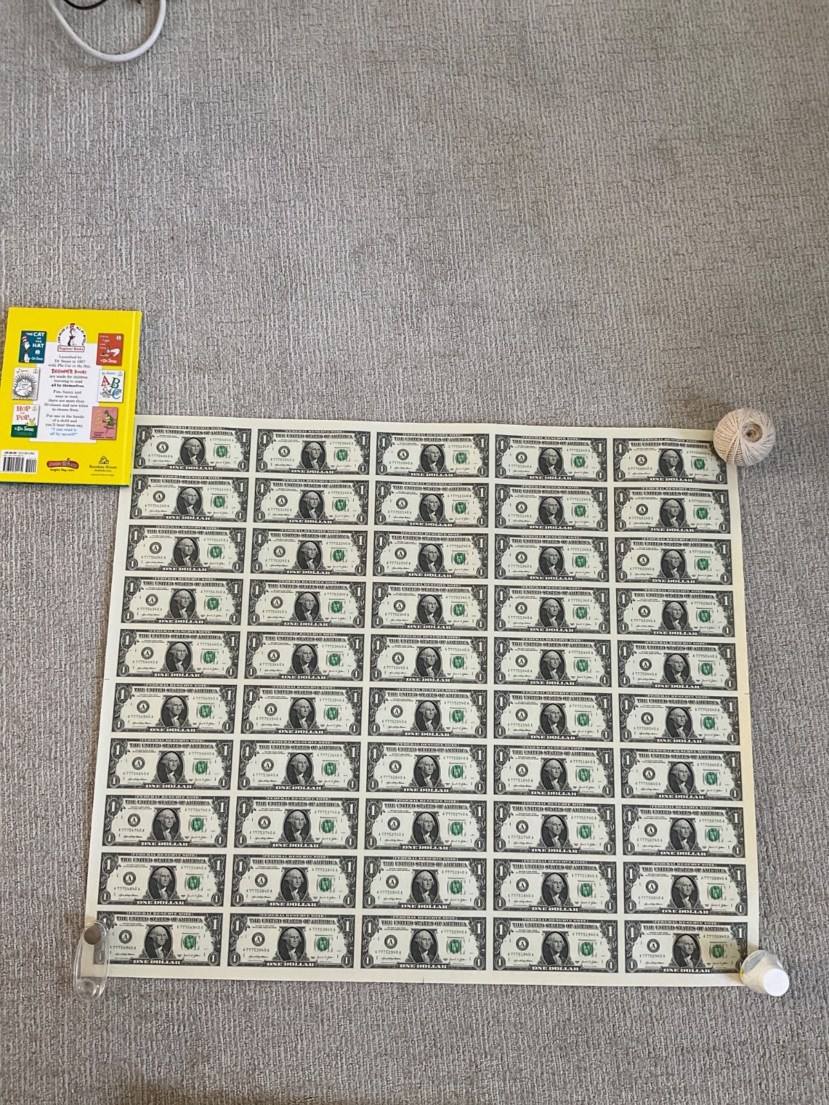 $1 50 Note Sheet Uncut Currency 2017  face value $50