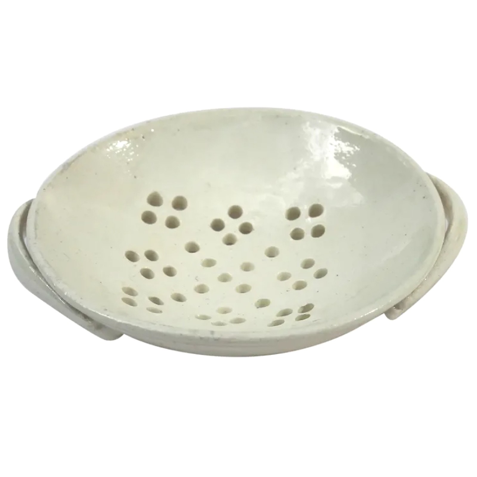 An antique Georgian Creamware pottery Milsey milk or egg Strainer C.18thC