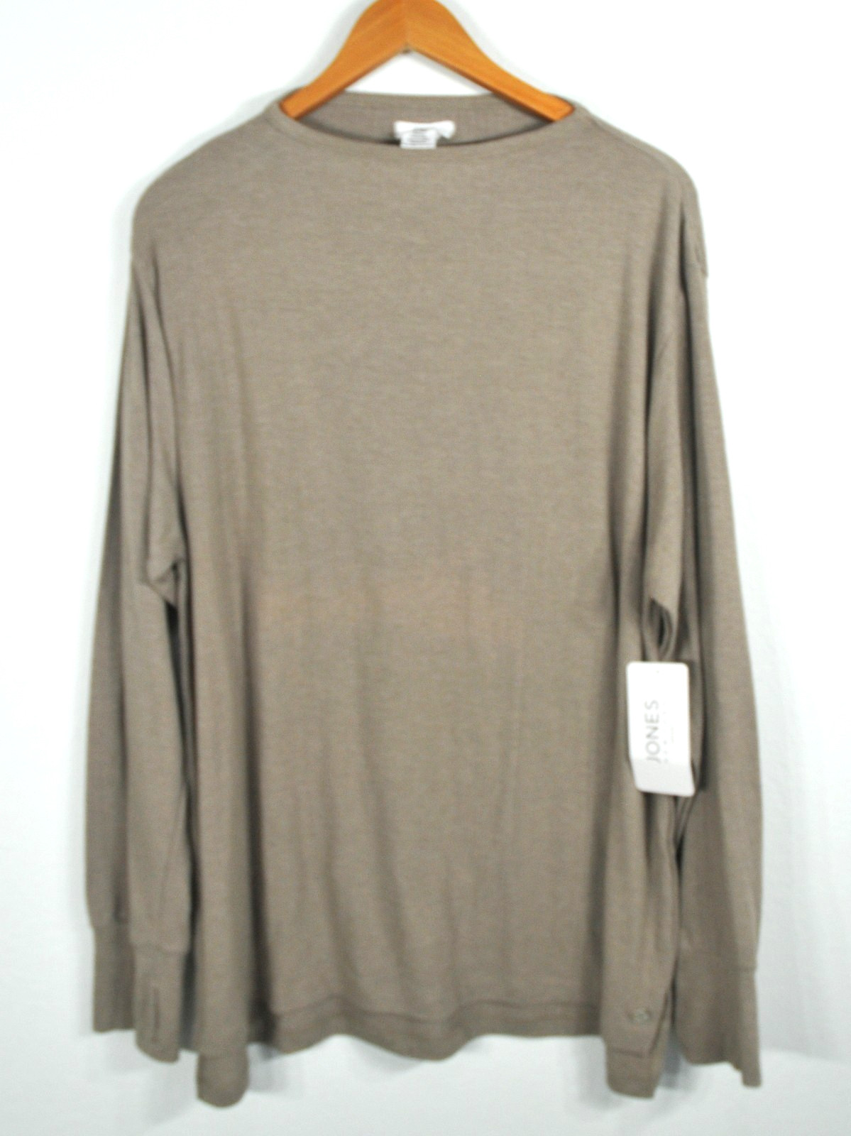 Jones New York Sport Women’s 3X Stone Beige Thumbhole Long Sleeve Tunic Top NWT