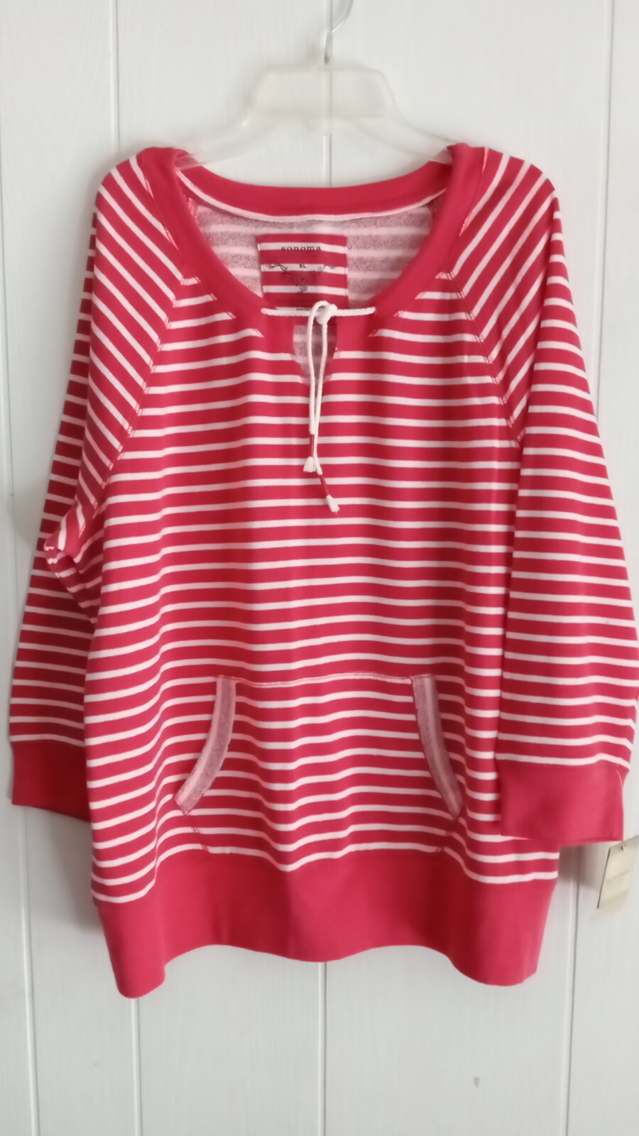 Sonoma Life + Style Women\'s XL Reddish/Orangey Striped Pullover Hoodie