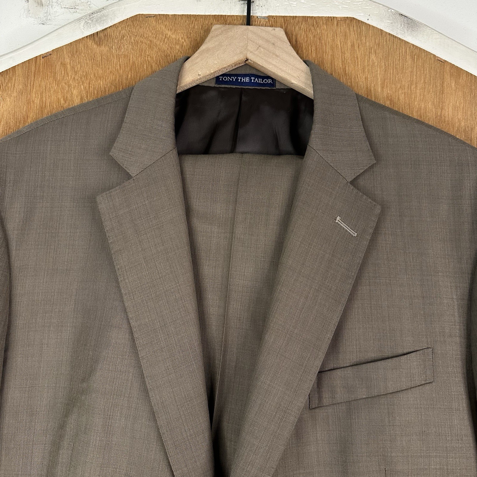 Bespoke Suit Mens 42R Brown 2 Button Super 180s Wool Cashmere Canvased 36x31