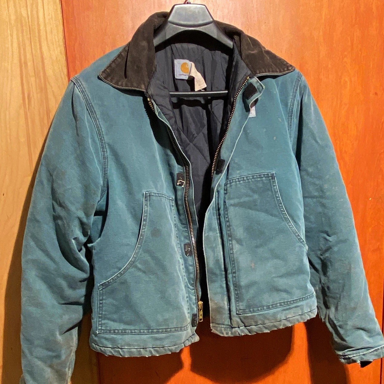 VTG Carhartt J22HTG Men's L Green Cotton Work Jacket Construction