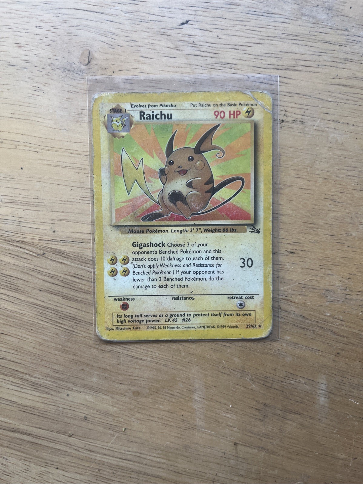 Pokémon TCG Raichu Fossil Card 29/62 HP
