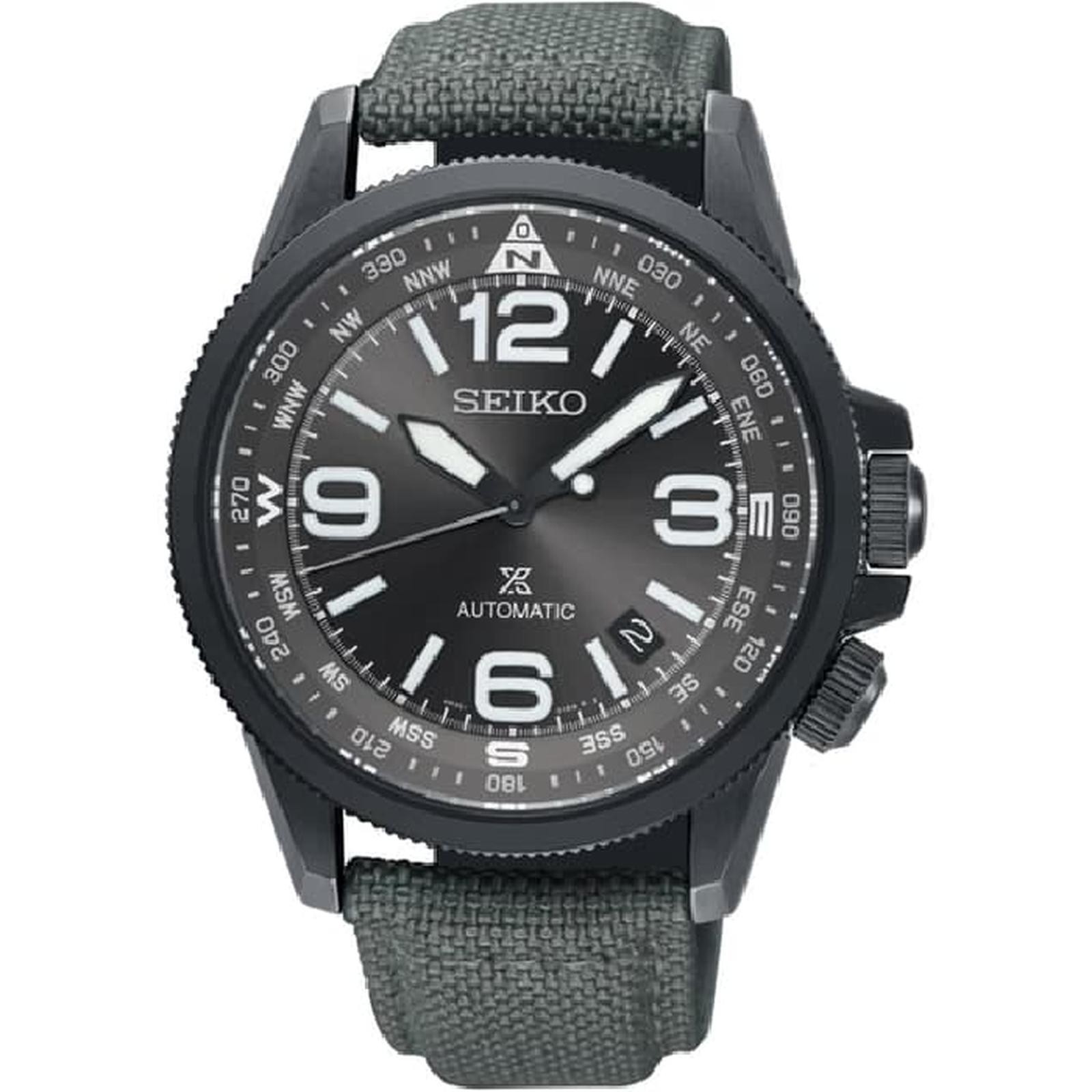 SEIKO ProspeX Land SRPC29K1 Automatic Watch Hardlex Grey Nylon Strap Compass NOS