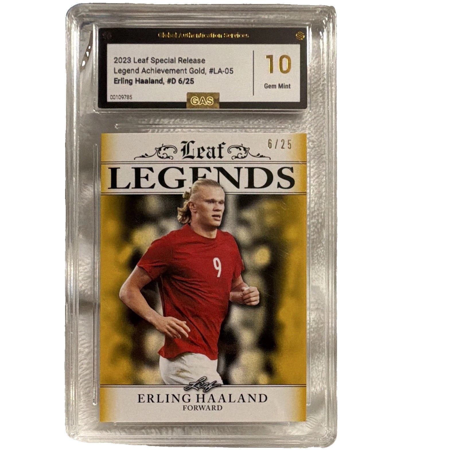 2023 Leaf Special Release Legend Achievement Gold Erling Haaland LA-05 /25 10 2023 Leaf Special Release Legend Achievement Gold Erling Haaland LA-05 /25 10