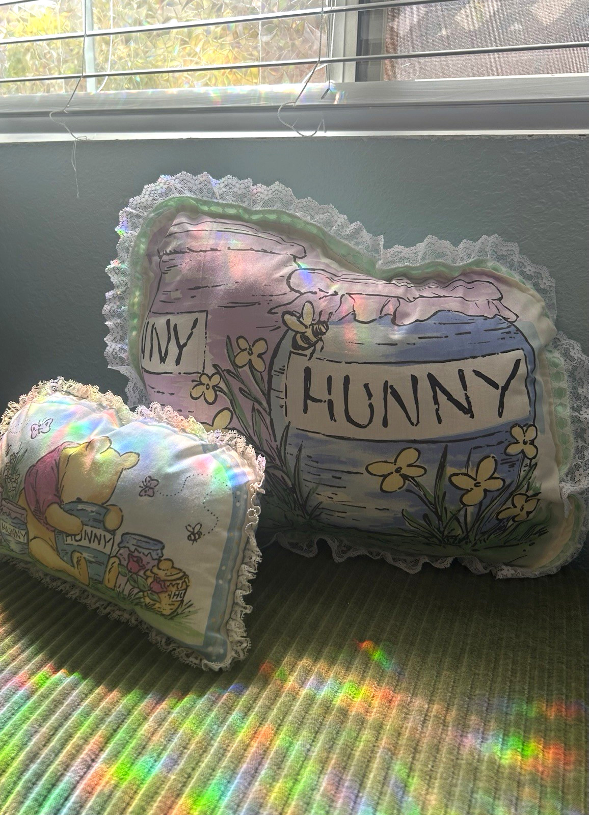 Disney Classic Winnie the Pooh Vintage Lace Trim Decorative Pillow Set 2pc