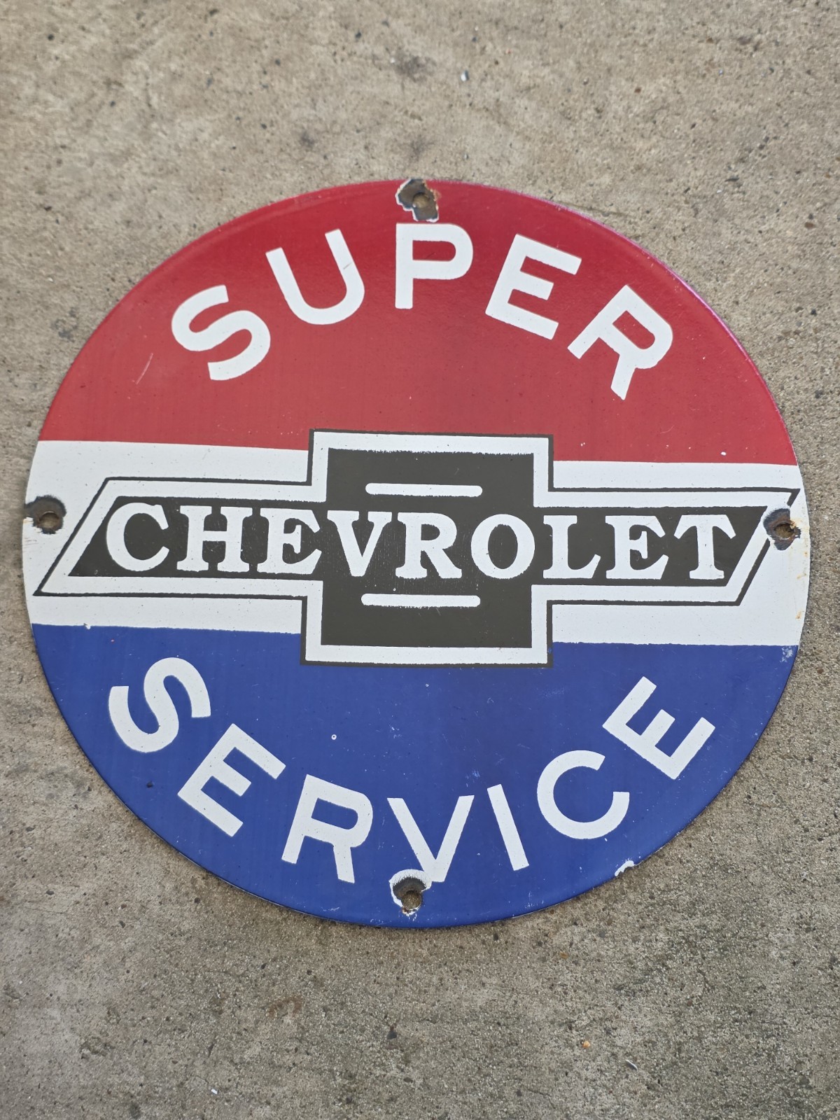VINTAGE SUPER CHEVROLET SERVICE PORCELAIN SIGN 12 VINTAGE SUPER CHEVROLET SERVICE PORCELAIN SIGN 12