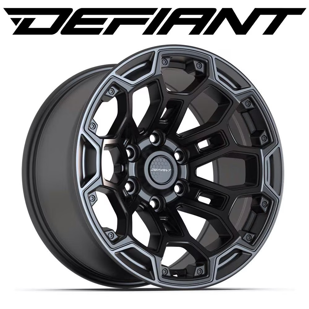 Single(1) DEFIANT Wheels DF03 18x9 Satin Black & Charcoal Rim 6x139.7 -12ET