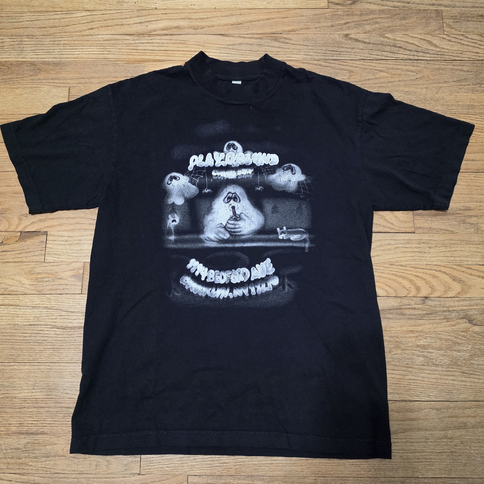 Y2K Playground Coffee Shop Brooklyn NY Ghost Smoking Air Brushed Art Size M