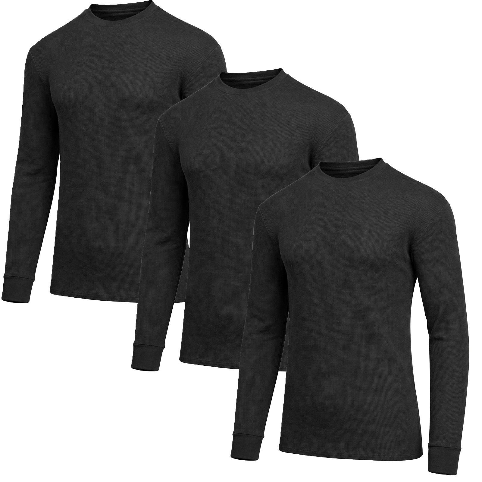 3-Pack Men’s  Long Sleeve Waffle Thermal Crew Neck Shirts Cotton Blend (S-2XL)