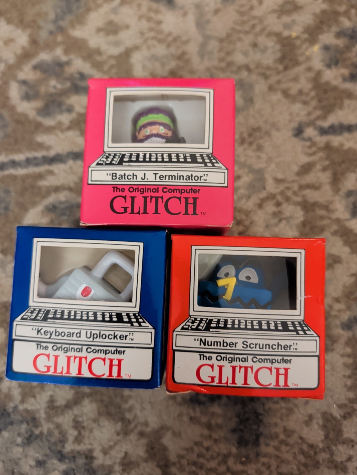 1989 Set of 3 GLITCH 2” Figures Toys The Original Computer GLITCH In Boxes 1989 Set of 3 GLITCH 2” Figures Toys The Original Computer GLITCH In Boxes