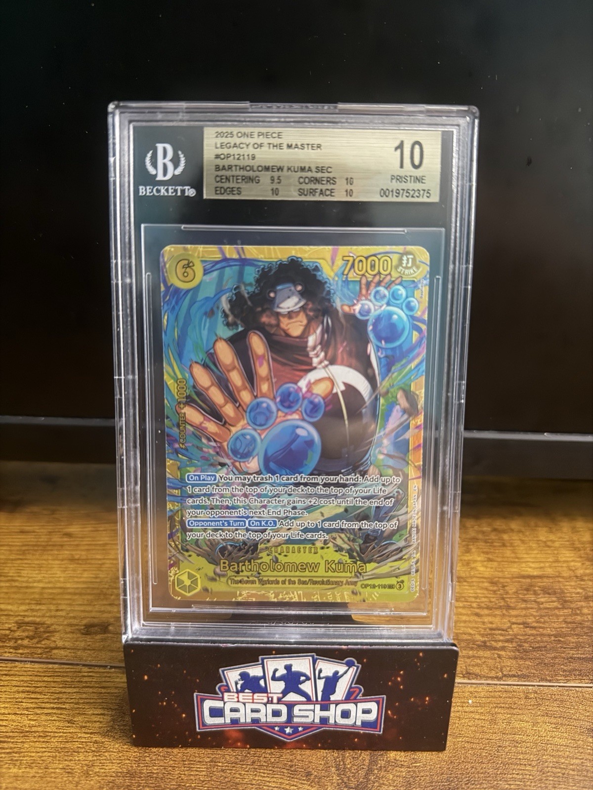 Bartholomew Kuma OP12-#119  SEC RARE English  Legacy Of The Master BGS 10