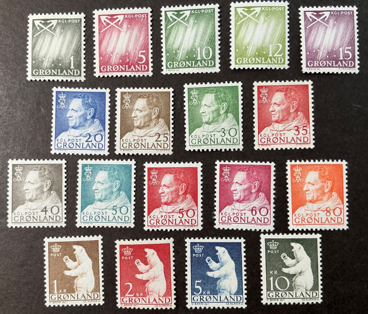 GREENLAND MNH #48-65 Complete set *1963-68* Catalog $21.40