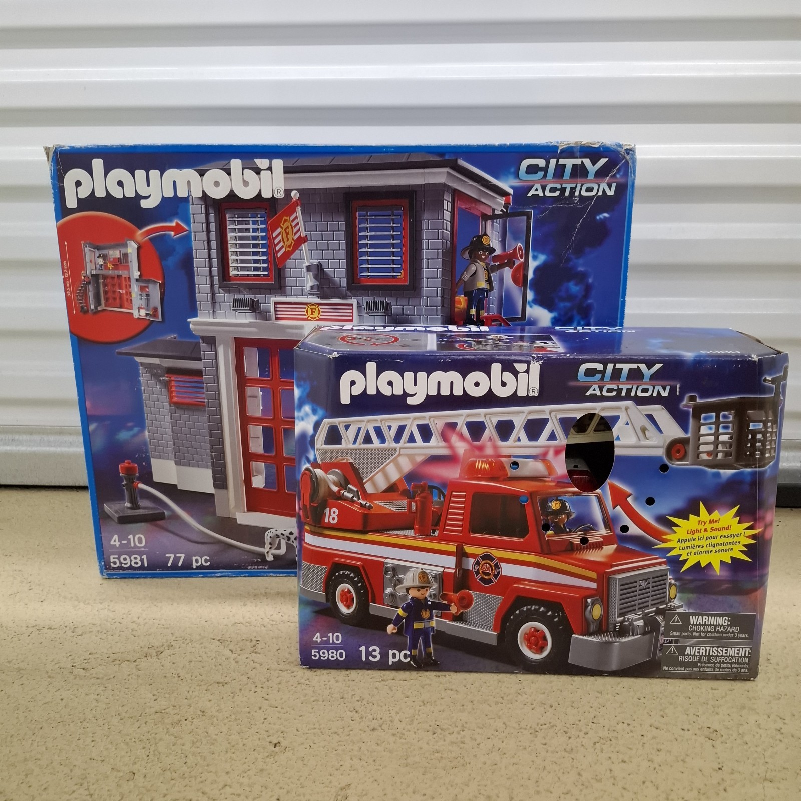 PLAYMOBIL 5981 5980 Firetruck City Action Fire Station Play Sets RETIRED **READ 