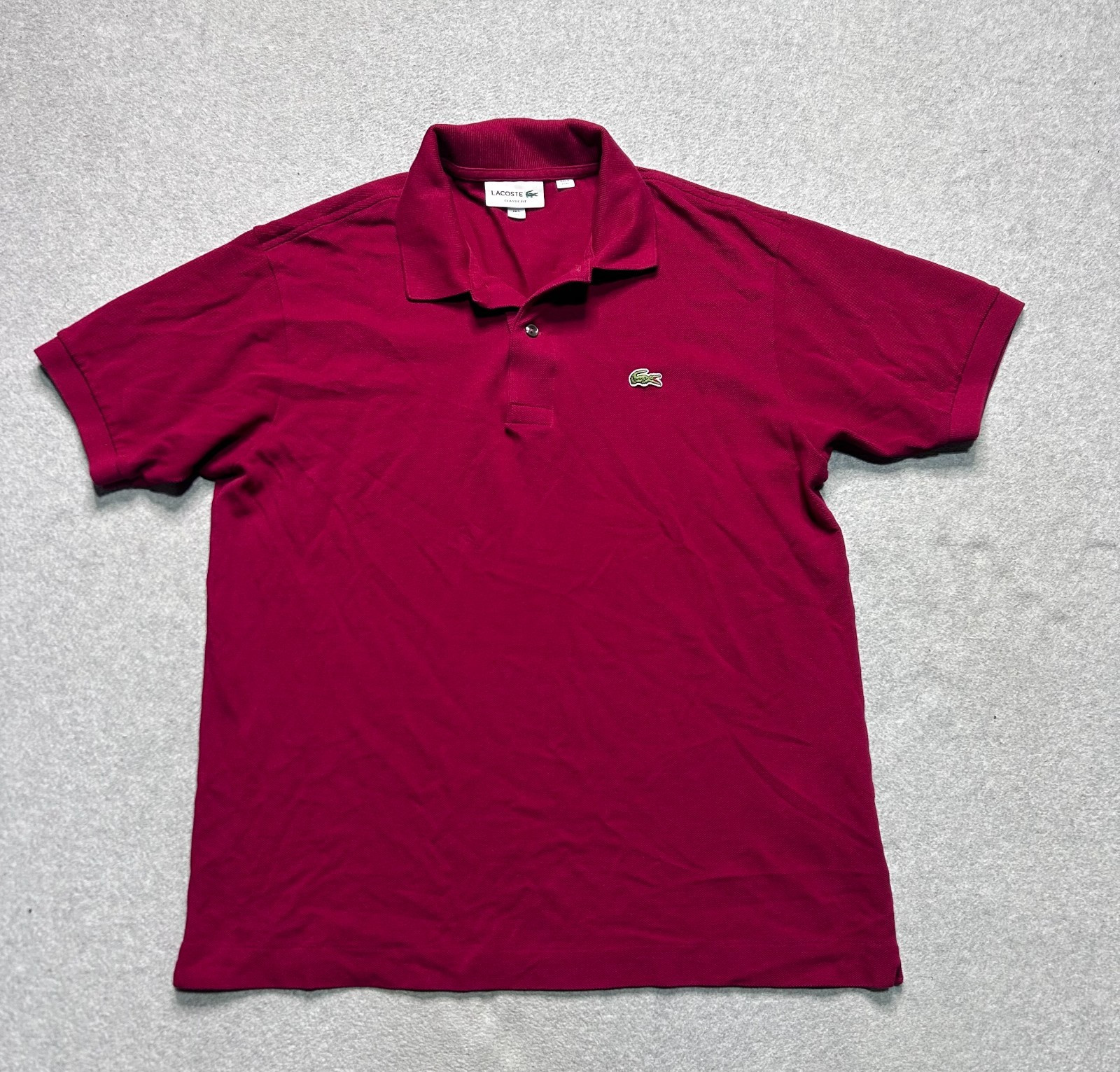 Lacoste Classic Fit Polo Shirt Mens Large Burgundy Short Sleeve Casual