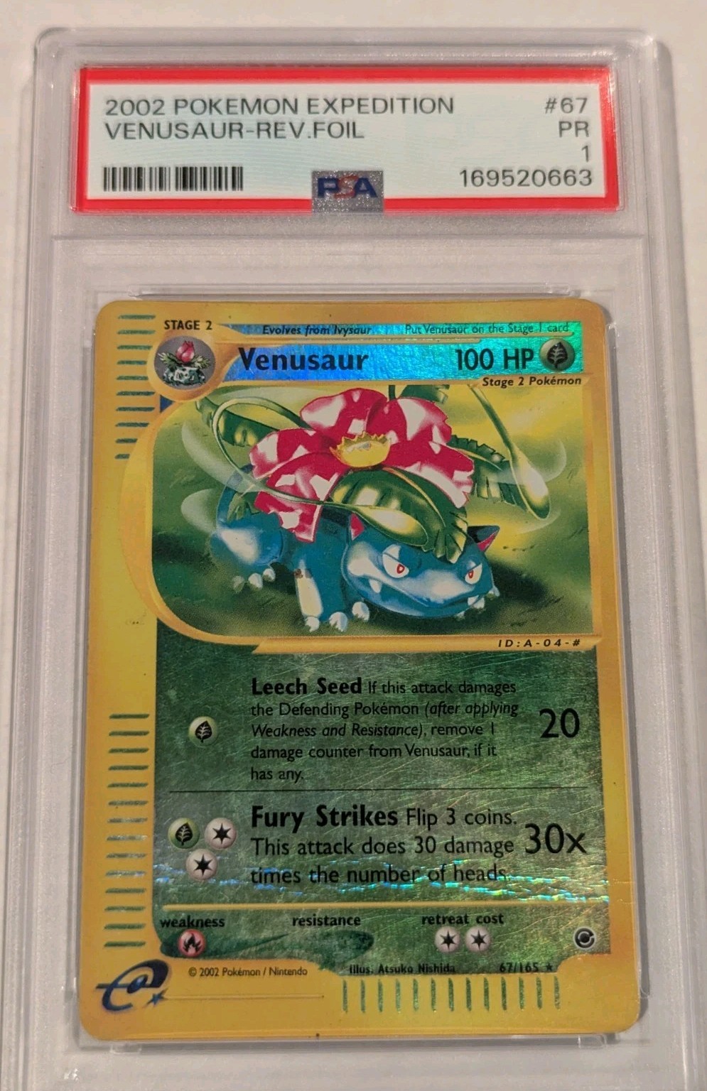 2002 Expedition Venusaur REVERSE Foil PSA 1 #67/165 Vintage Pokemon 2002 Expedition Venusaur REVERSE Foil PSA 1 #67/165 Vintage Pokemon