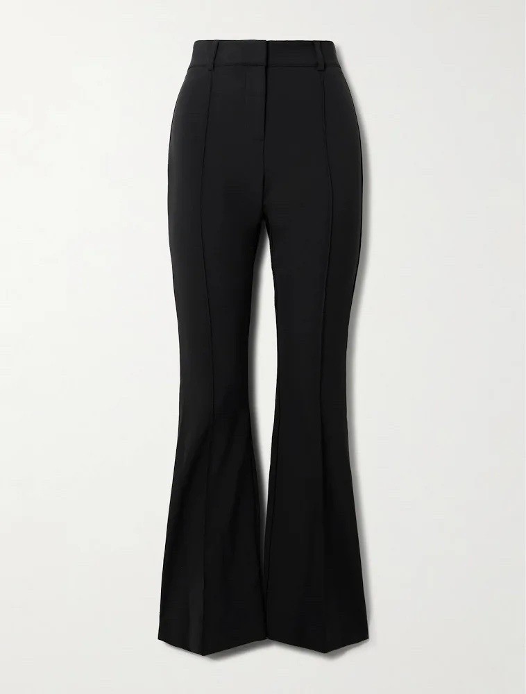 NWT Veronica Bear Hibiscus pleated stretch-crepe flared pants Black Size 10