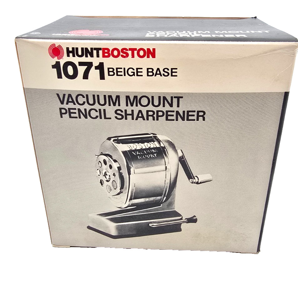 VINTAGE BOSTON 1071 VACUUM MOUNT BEIGE PENCIL SHARPENER NEW NOS