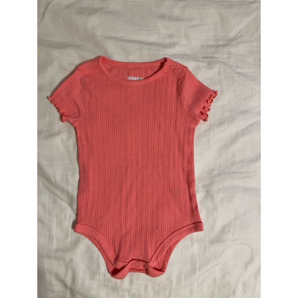 Garanimals Baby Girl Bodysuit 18M Coral Pink Ribbed Sleeveless Snap Crotch