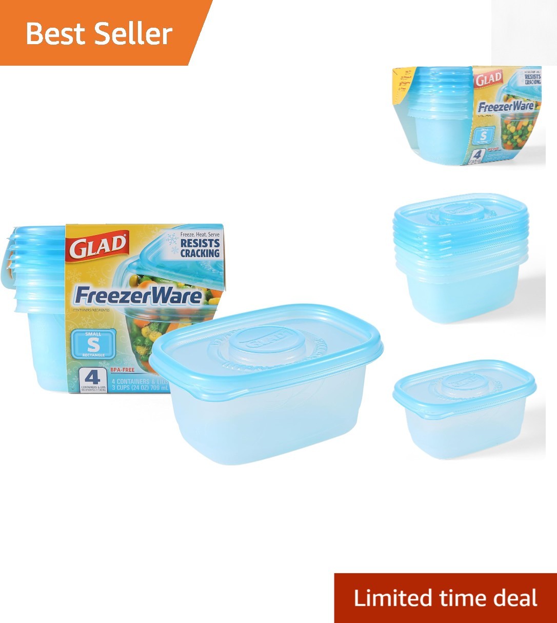 Durable BPA Free Food Storage Containers - 24 oz, Microwave & Dishwasher Safe