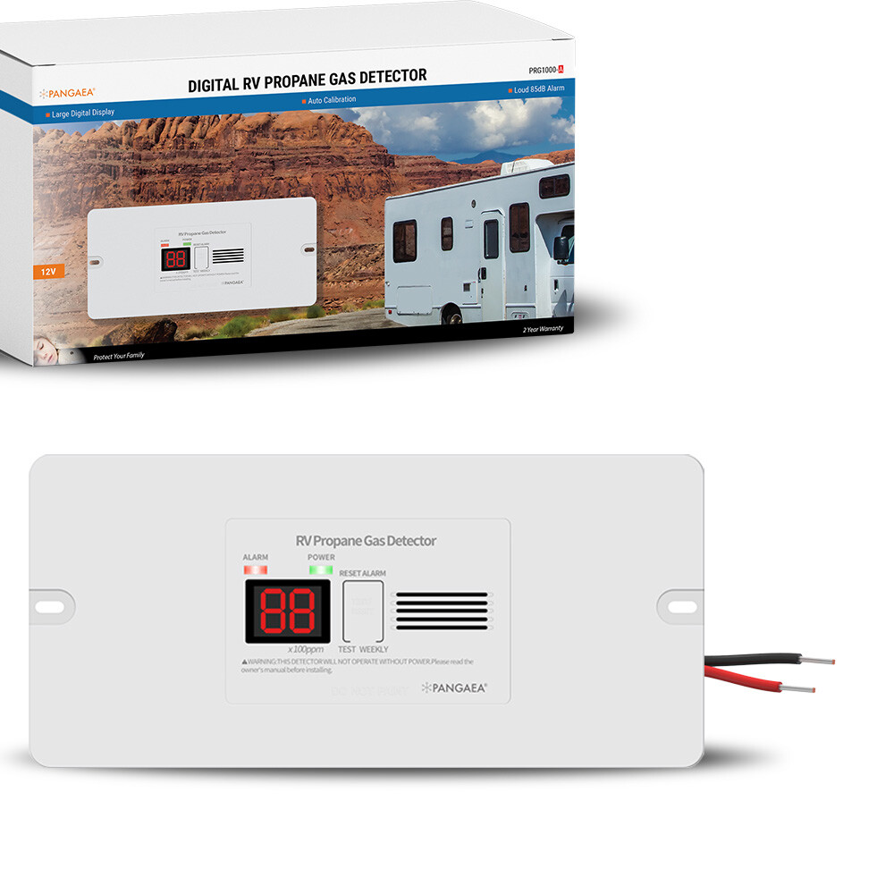 PANGAEA Digital RV Propane Gas Detector with Loud 85dB Alarm 12vDC, LED Display