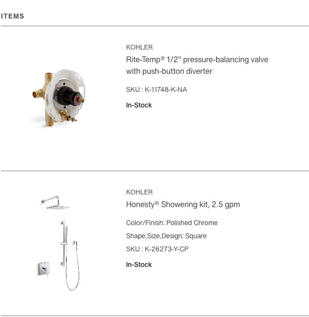 New Kohler Honesty K-26273-Y-CP + 11748-K-NA Showering kit with valve JA1 New Kohler Honesty K-26273-Y-CP + 11748-K-NA Showering kit with valve JA1