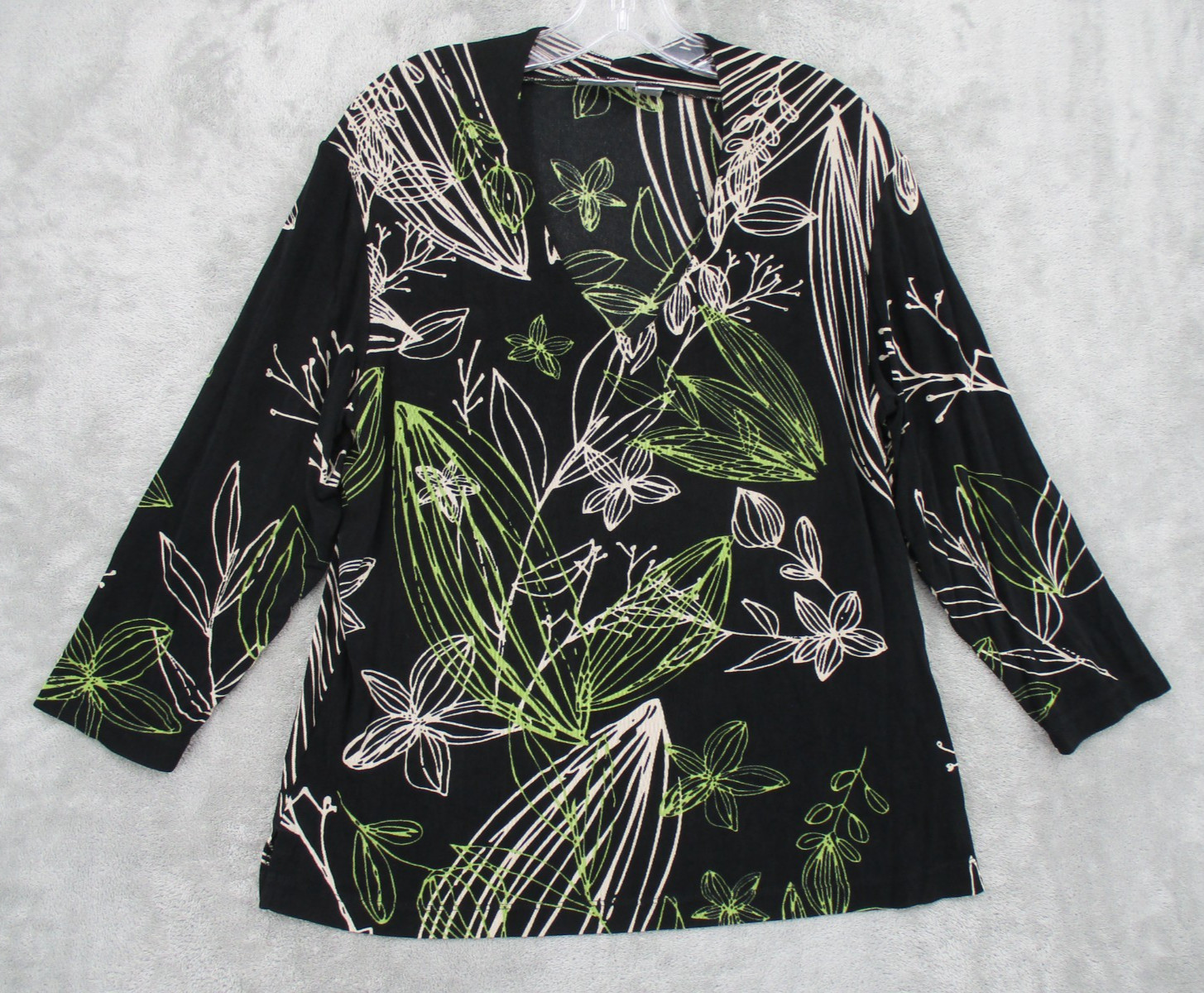 Chicos Travelers Blouse 3 US XL Travelers Slinky Knit Floral Stretch Bohemian