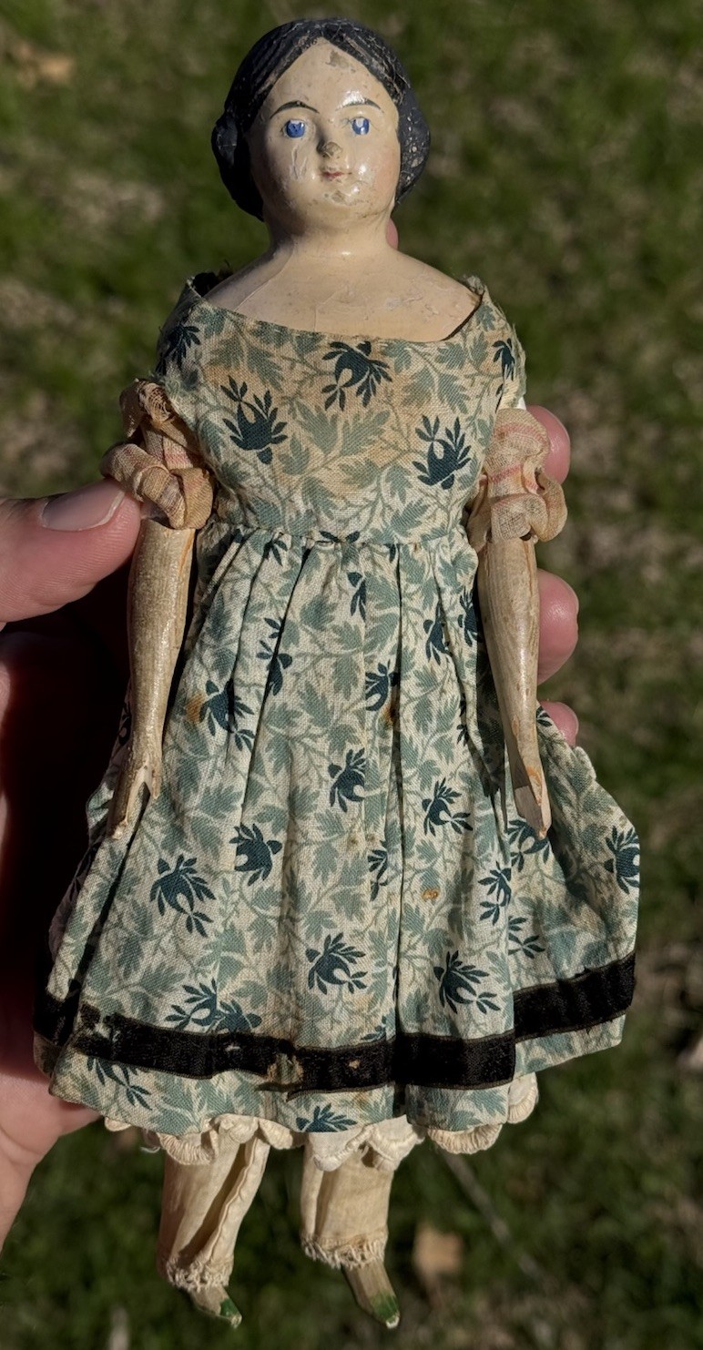 Early Original 8” Papier Mache Milliner's Model Antique Doll Antique Wooden Doll