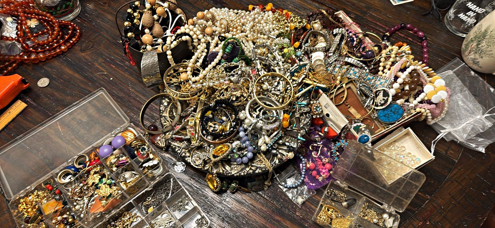 Huge Vintage Estate Jewelry Lot - Tangled Platter & Sorted 