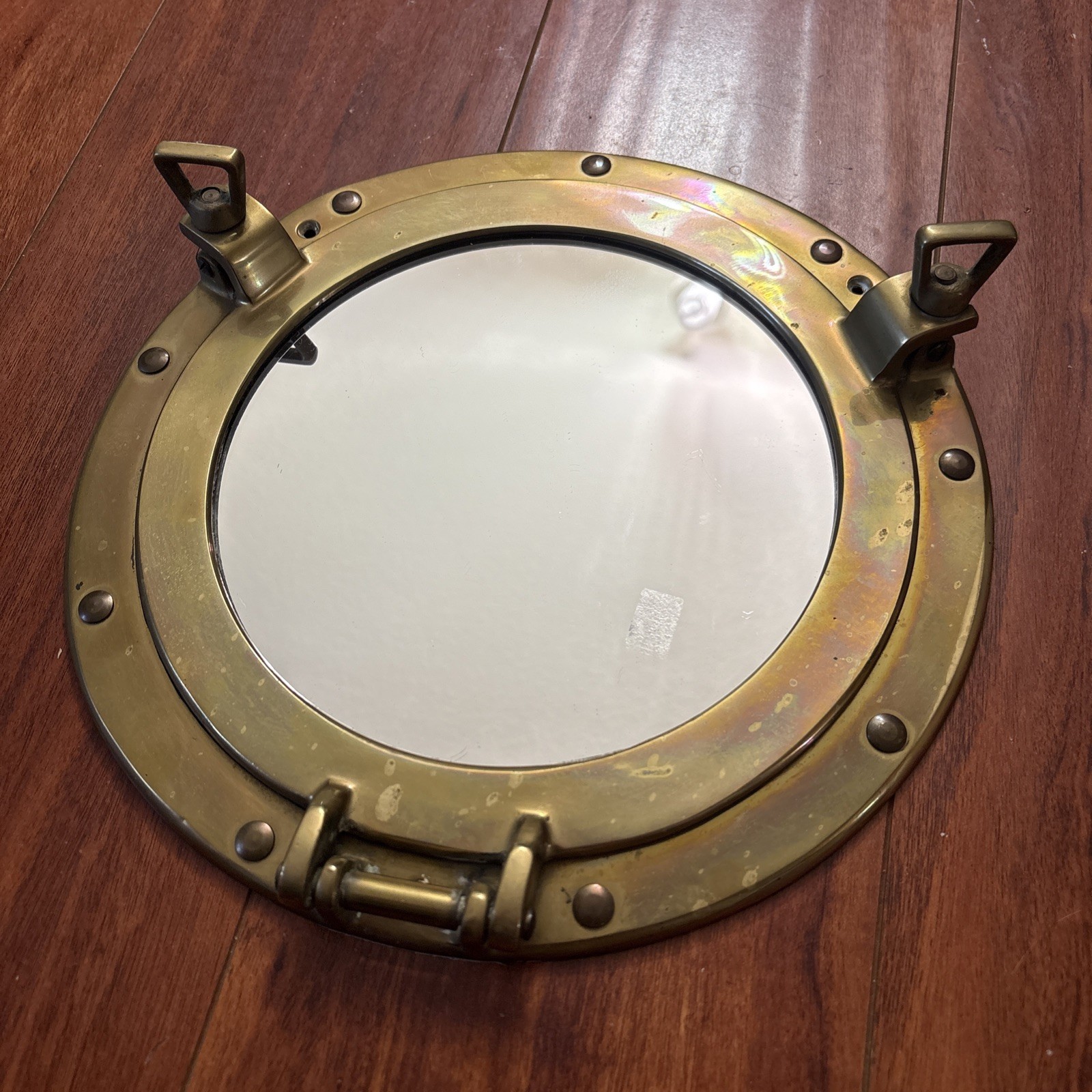 Vtg Solid Brass Porthole 11.5”Maritime Nautical Ship Boat Window Wall Mirror