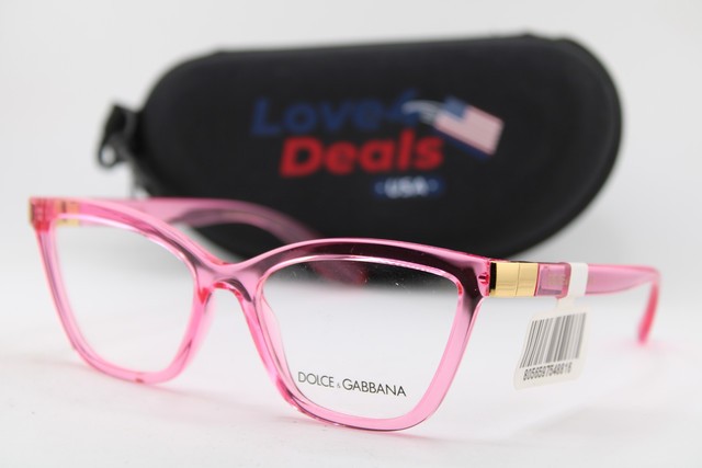 NEW DOLCE & GABBANA DG 5076 3097 CLEAR PINK GOLD AUTHENTIC EYEGLASSES 53-17