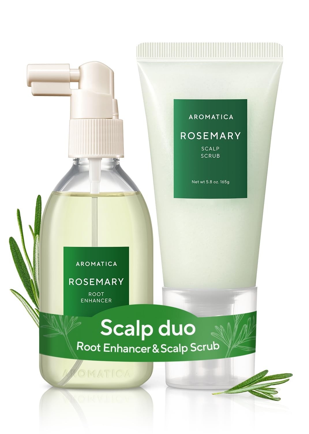 Rosemary Scalp Spray & Exfoliating Scrub Set 2pc Dry Scalp Care Korean Hair