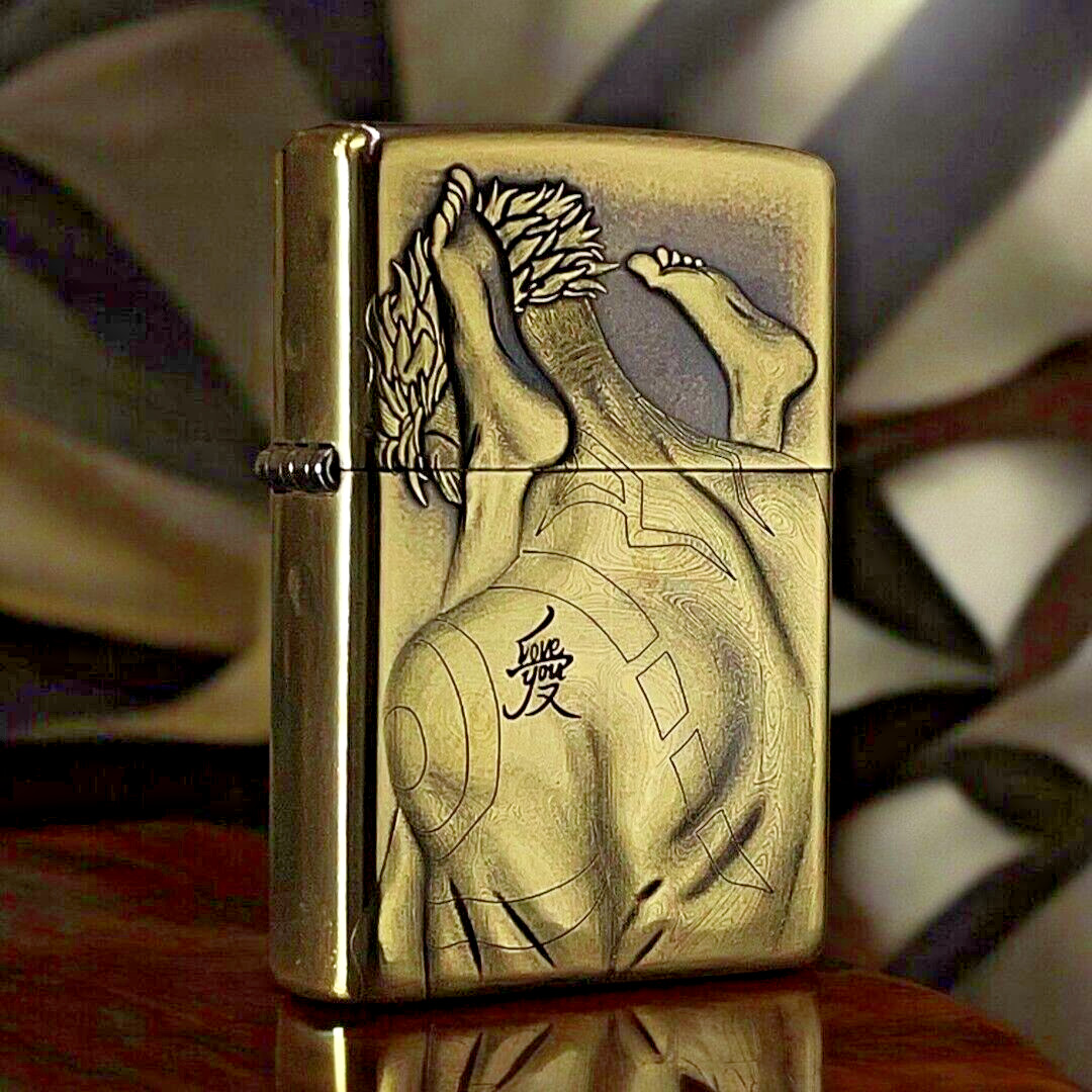 Luxury Brass Zippo Lighter with 3D Engraving - Artistic  Body Design