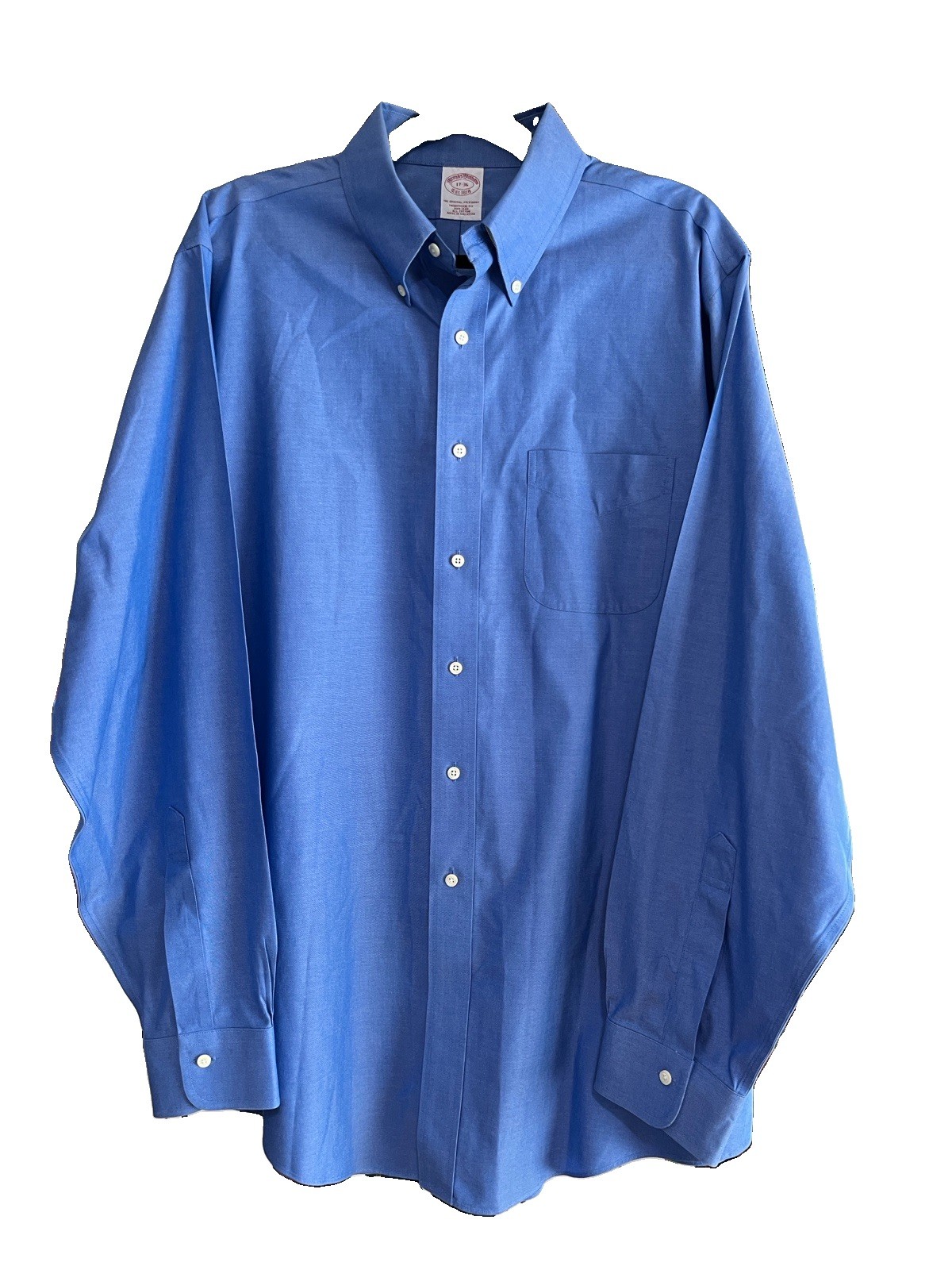 Brooks Brothers Est 1818 Oxford Blue Non-Iron Traditional Fit Shirt 17 Neck