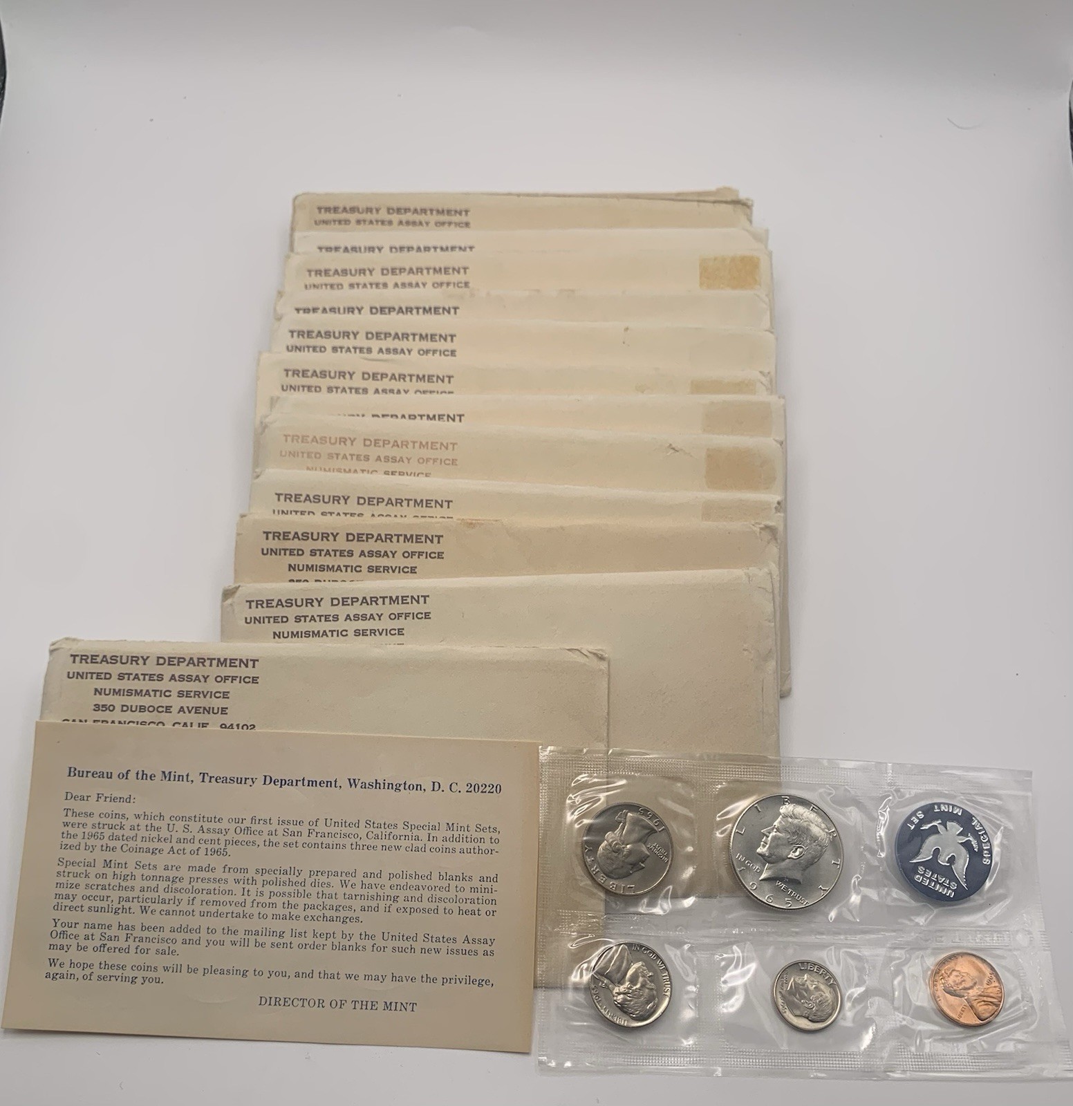 1965 U.S. Special Mint Set SMS 5 Coins Kennedy Half 40% Silver Original Pack