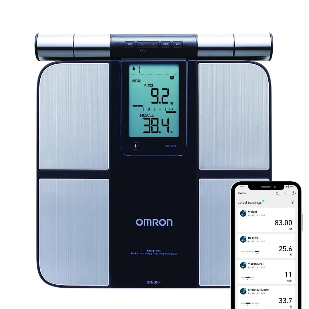 Omron New Karada Scan HBF 702T Digital Body Composition Monitor, Silver
