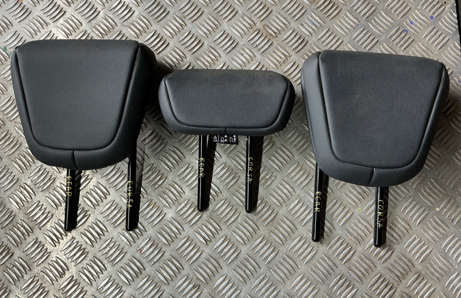 VAUXHALL CORSA-E ELITE Rear Headrests Set X3 LH RH Centre Black 2019-2024 OEM