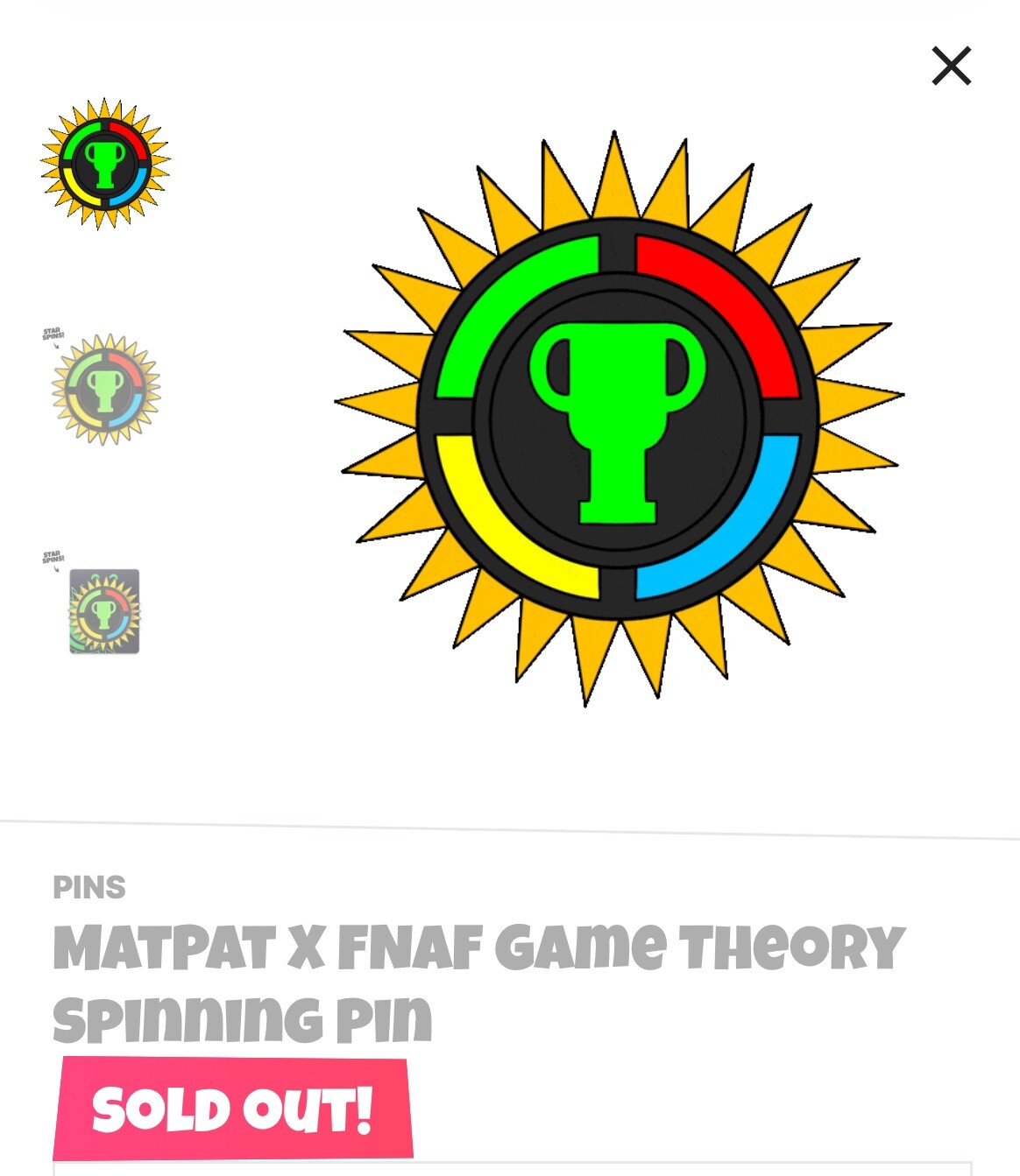Youtooz * Pin Collection * Matpat X FNAF Game Theory Spinning Pin *NEW* Sold Out Youtooz * Pin Collection * Matpat X FNAF Game Theory Spinning Pin *NEW* Sold Out