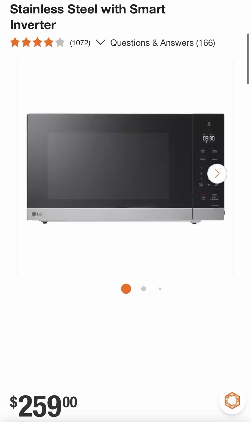 LG MSER2090S NeoChef Countertop Microwave with Smart Inverter & Sensor Cooking