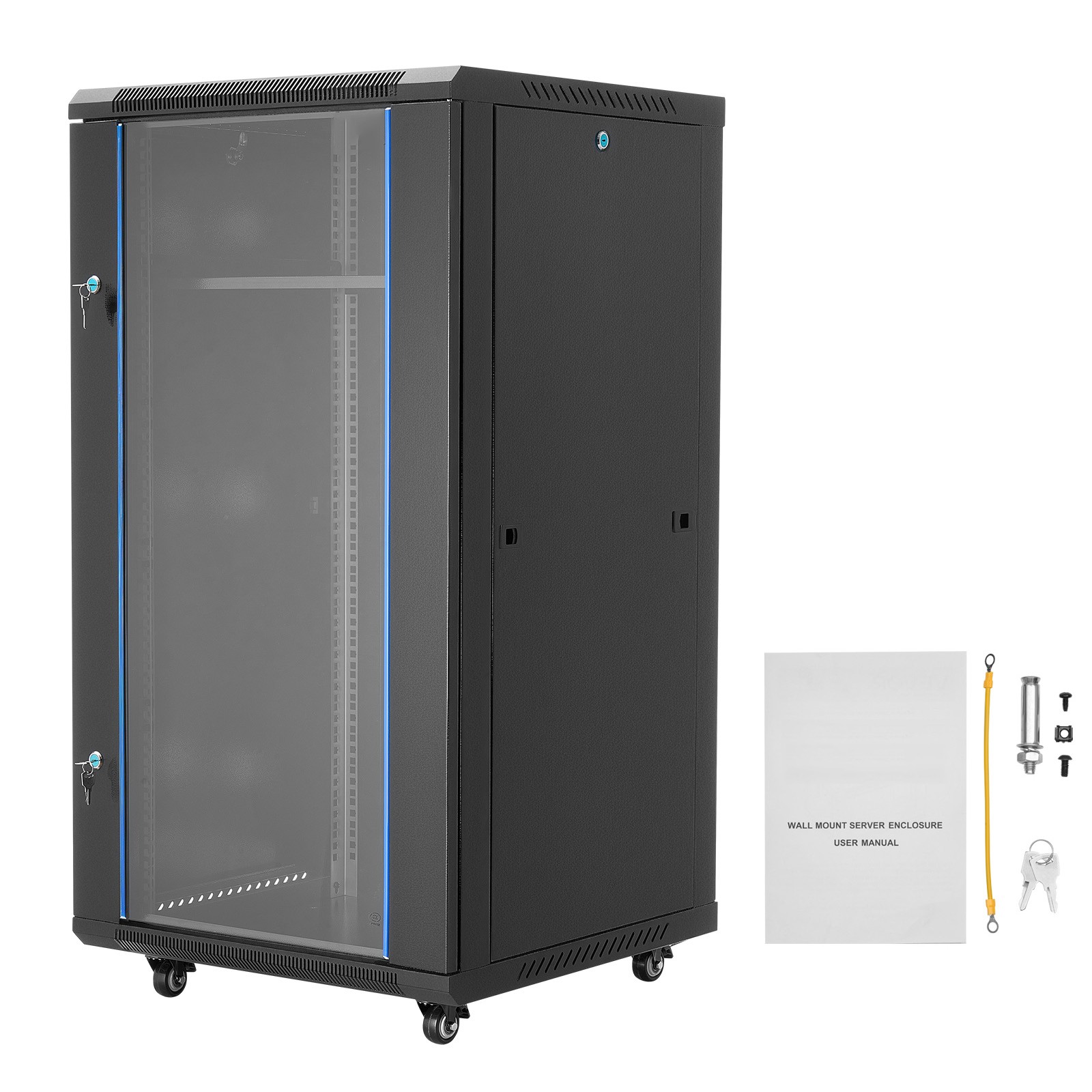22U Wall Mount Network Server Rack Cabinet Enclosure 23.6\'\' Deep Door Lock