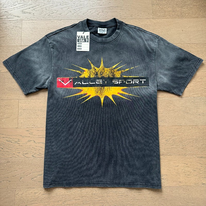 NEW Vale Forever TEE Explosion yellow logo print Wash Style Mens T-shirt NEW Vale Forever TEE Explosion yellow logo print Wash Style Mens T-shirt