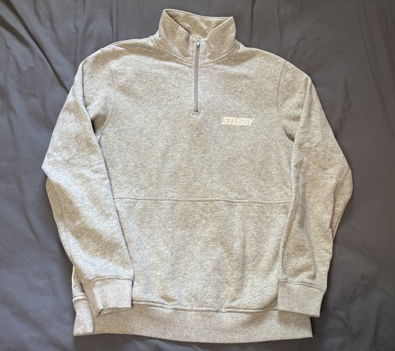 Stussy International 1/4 Zip Pullover Jacket Sweatshirt Mens Medium Gray Sweater Stussy International 1/4 Zip Pullover Jacket Sweatshirt Mens Medium Gray Sweater