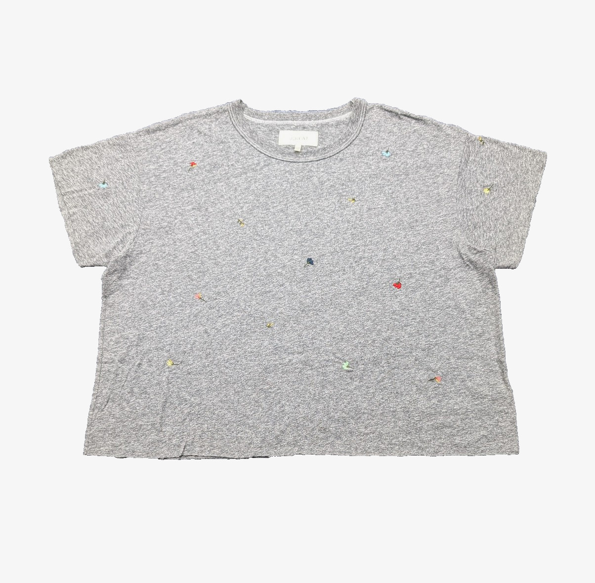 The Great Boxy Tee Womens Large 3 Tossed Floral Quiet Luxury Heathered Gray Top